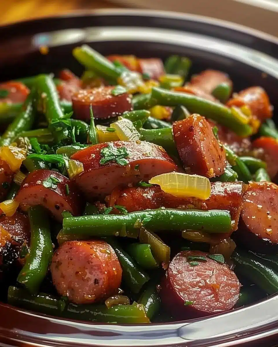 Crockpot Kielbasa and Green Beans