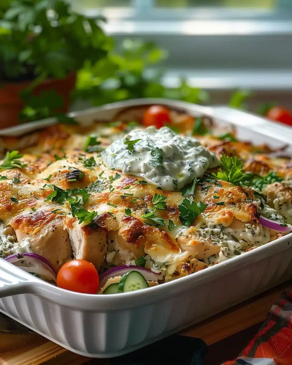 Greek Chicken Casserole with Creamy Tzatziki Sauce