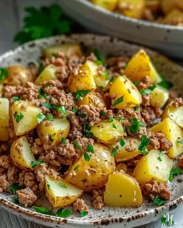 Ground turkey skillet dish with colorful vegetables in a frying pan