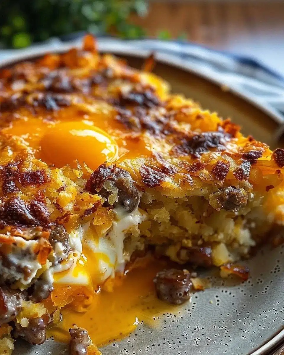 Sausage, Egg, and Cream Cheese Hashbrown Casserole