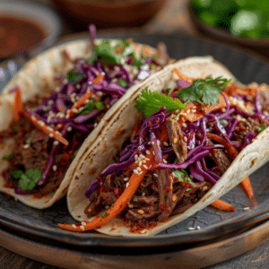 Flavorful Crockpot Korean Beef Tacos With Tangy Gochujang Slaw