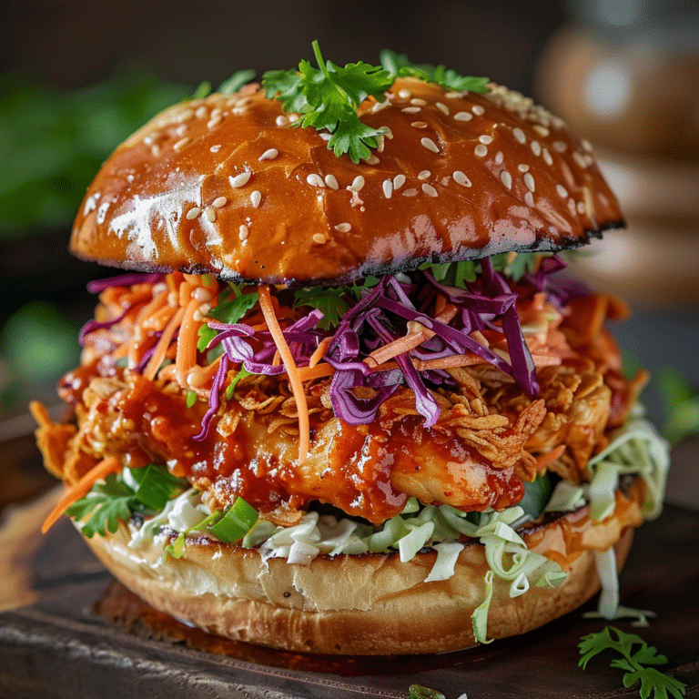 Spicy Korean BBQ Chicken Sandwich With Crispy Slaw