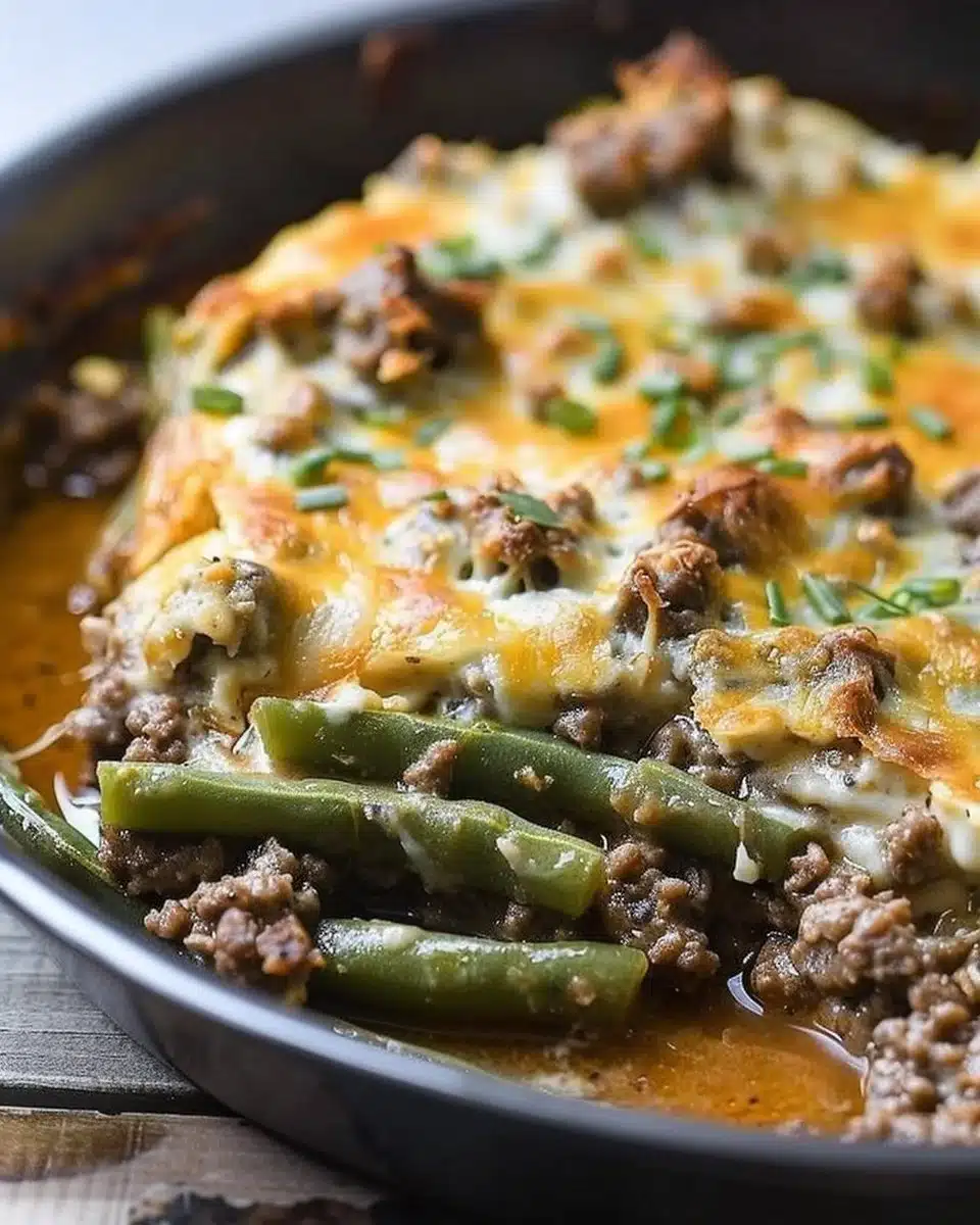 Keto Ground Beef and Green Bean Casserole