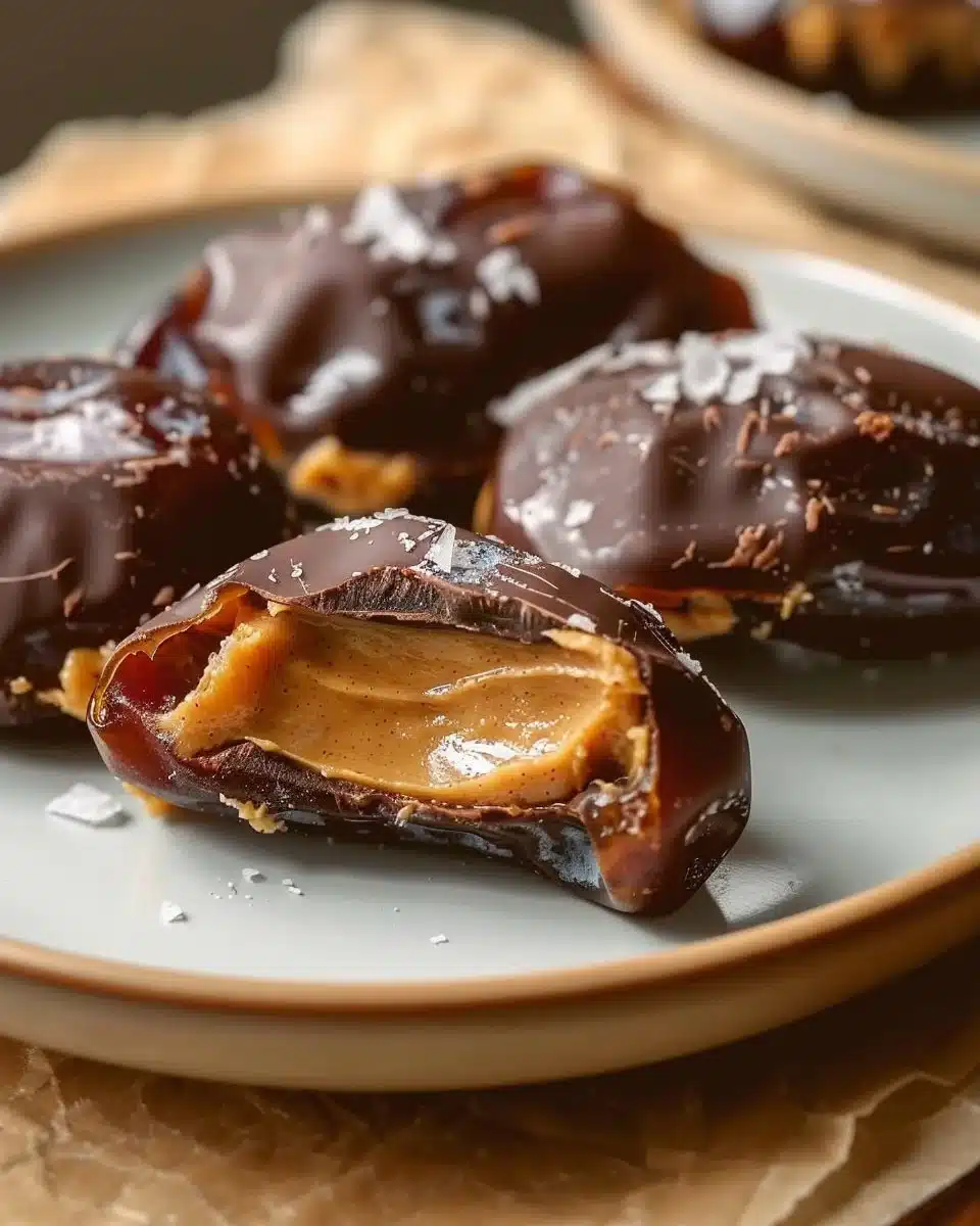 Smashed Dates with Peanut Butter and Chocolate