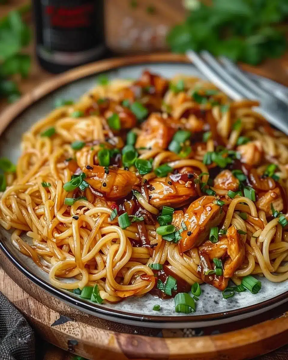 Sticky Garlic Chicken Noodles