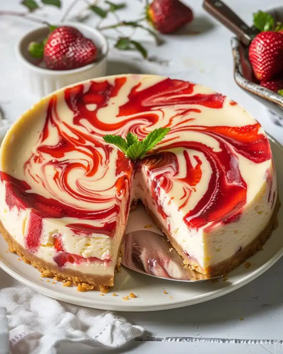 Strawberry Swirl Cheesecake