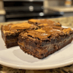 Sticky Caramelized Biscoff Brownies with Chocolate Swirls