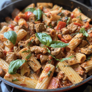 Vegan One Pot Pasta with Herb-Roasted Vegetables