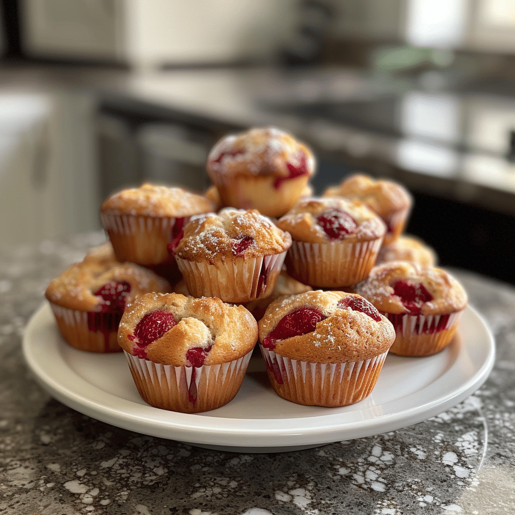 The Art of Crafting Irresistible Strawberry Muffins with a Bakery-Style Dome and Bursting Berry Centers
