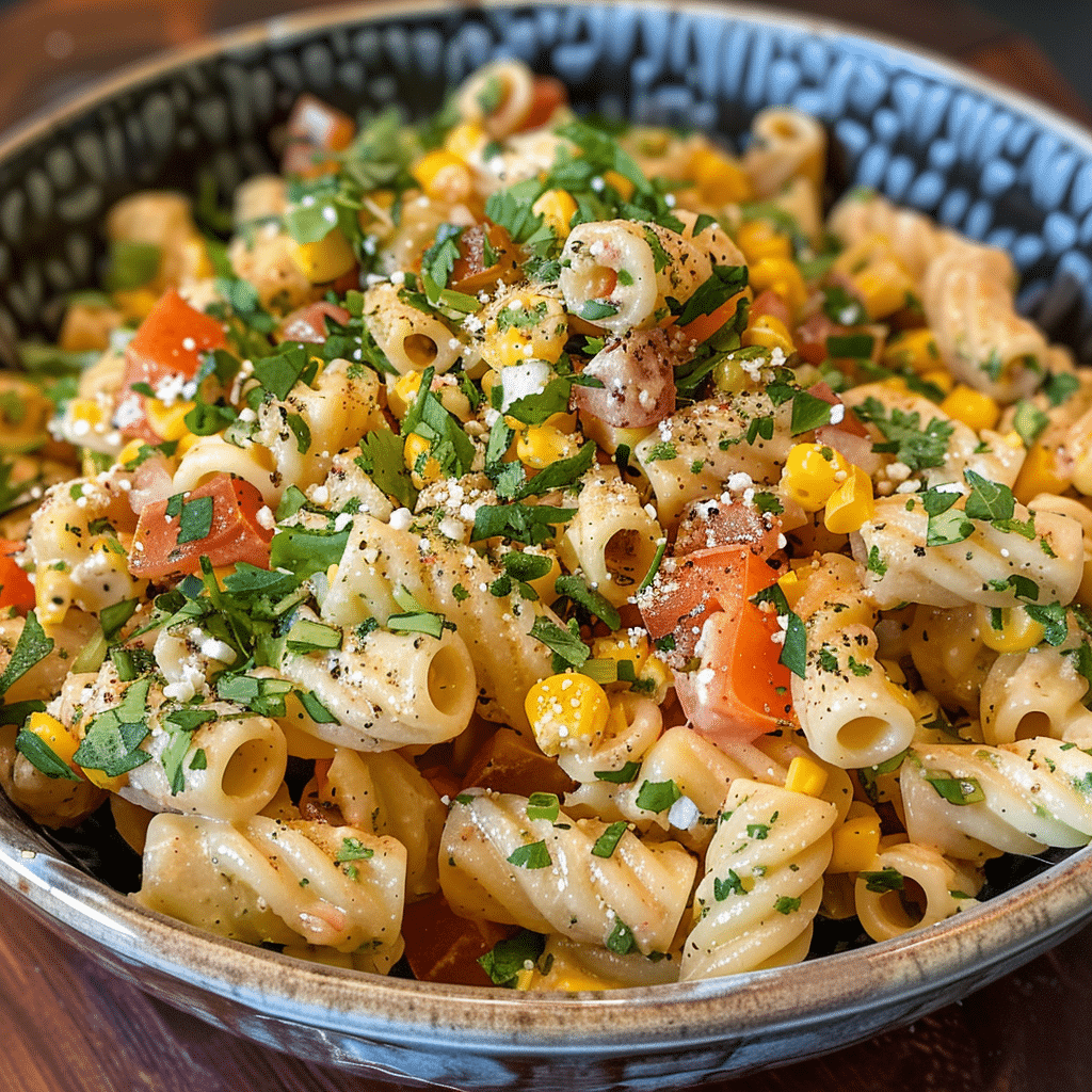 Mexican Street Corn Pasta Salad Recipe: A Flavorful Fusion of Corn, Creamy Noodles, and Smoky Vinaigrette
