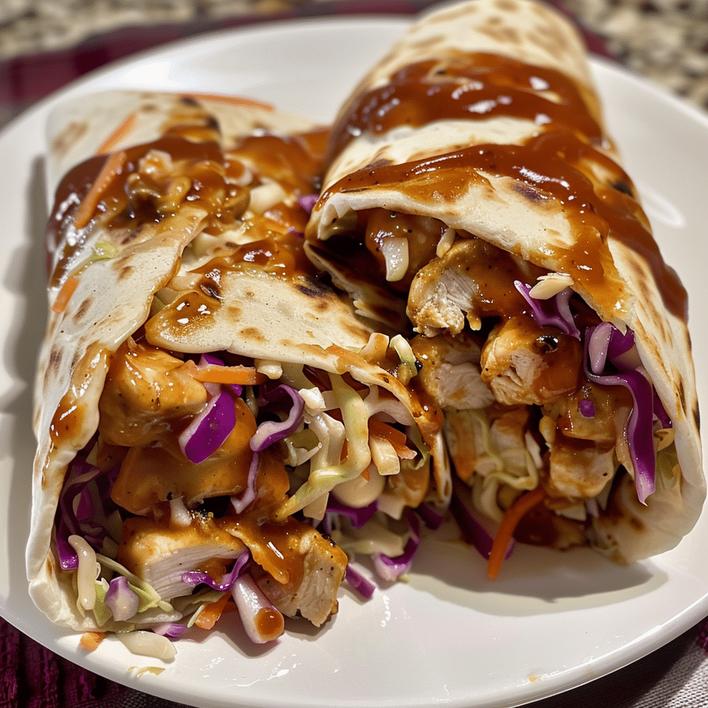 Smoky BBQ Chicken & Coleslaw Wraps