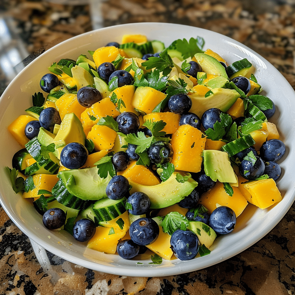 Mango Cucumber Salad with Blueberries and Avocado