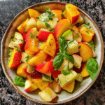 Honey Lime Basil Peach Fruit Salad