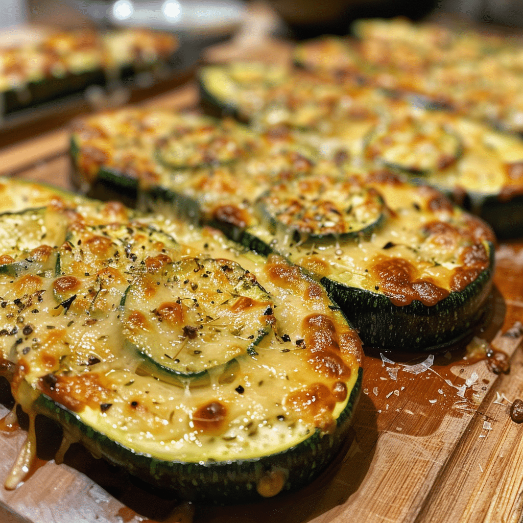 Cheesy Garlic Zucchini Steaks